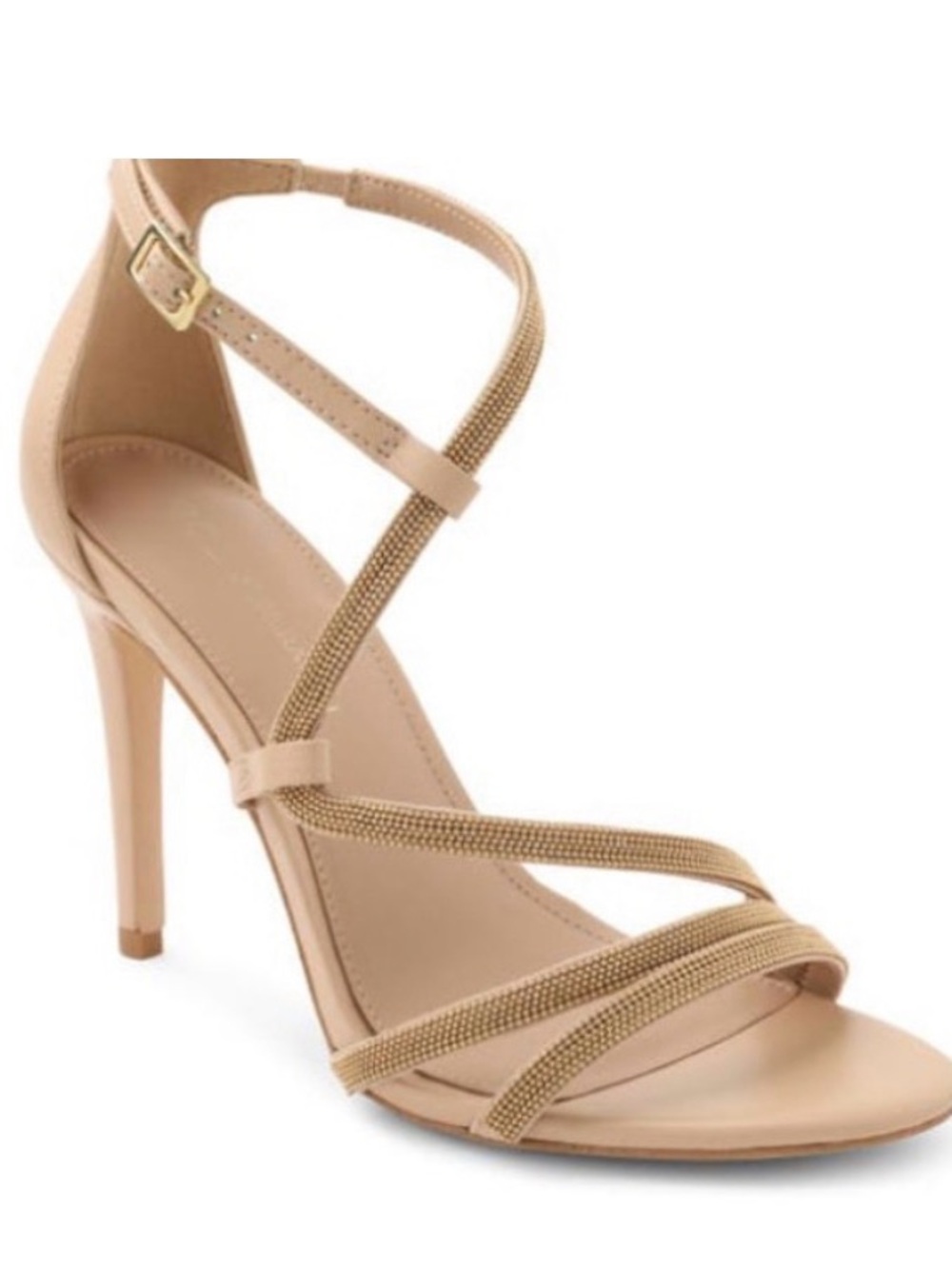BCBGeneration Jalila High Heel Sandals Women’s 8.5 Nude Gold Strappy NIB